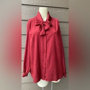Vintage Country Sophisticates by Pendleton Blouse Bow Tie Neck